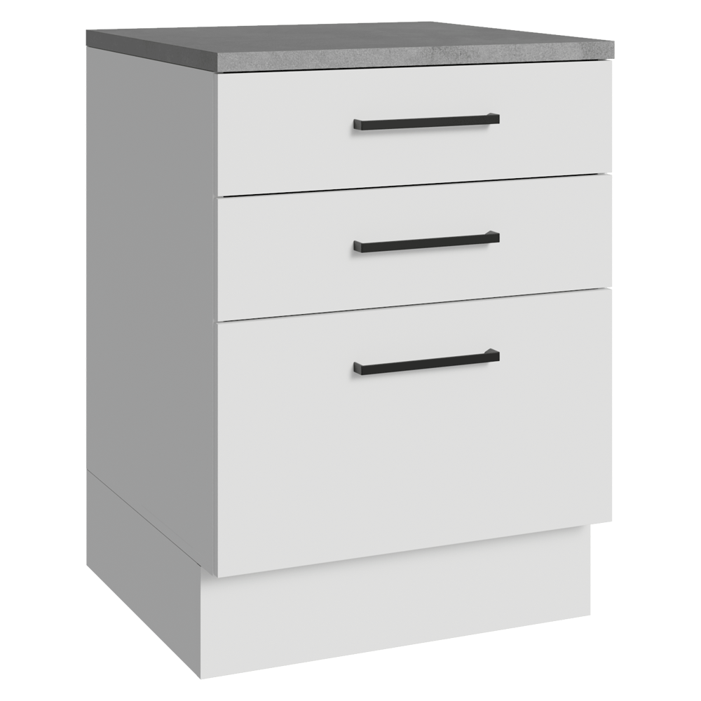 Balcão Madesa Agata 60 x 60 cm 3 Gavetas (Com Tampo) Branco