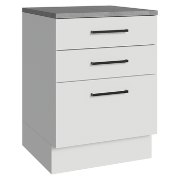 Balcão Madesa Agata 60 x 60 cm 3 Gavetas (Com Tampo) Branco