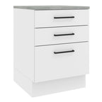 Balcão Madesa Agata 60 x 60 cm 3 Gavetas (Com Tampo) Branco