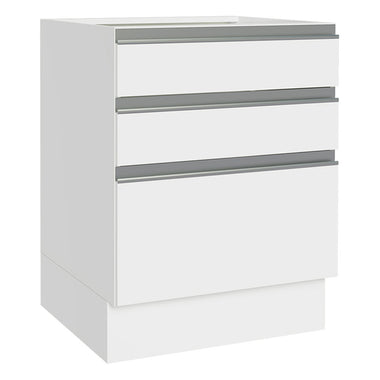 Balcão Cozinha 60 x 60 cm 3 Gavetas (Sem Tampo) Branco Glamy Madesa