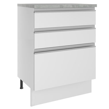 Balcão Madesa Glamy 60 x 60 cm 3 Gavetas (Com Tampo) Branco