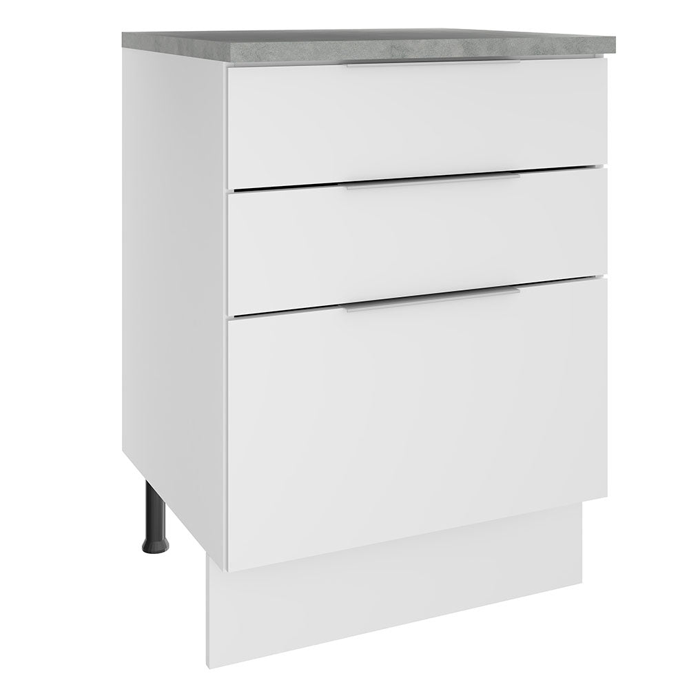 Balcão Madesa Stella 60 x 60 cm 3 Gavetas (Com Tampo) Branco