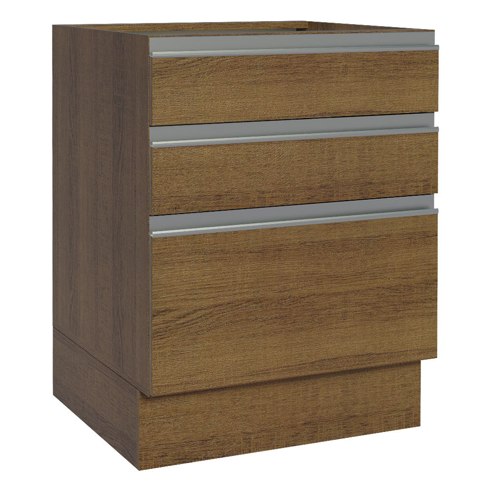 Balcão Cozinha 60 x 60 cm 3 Gavetas (Sem Tampo) Rustic Glamy Madesa