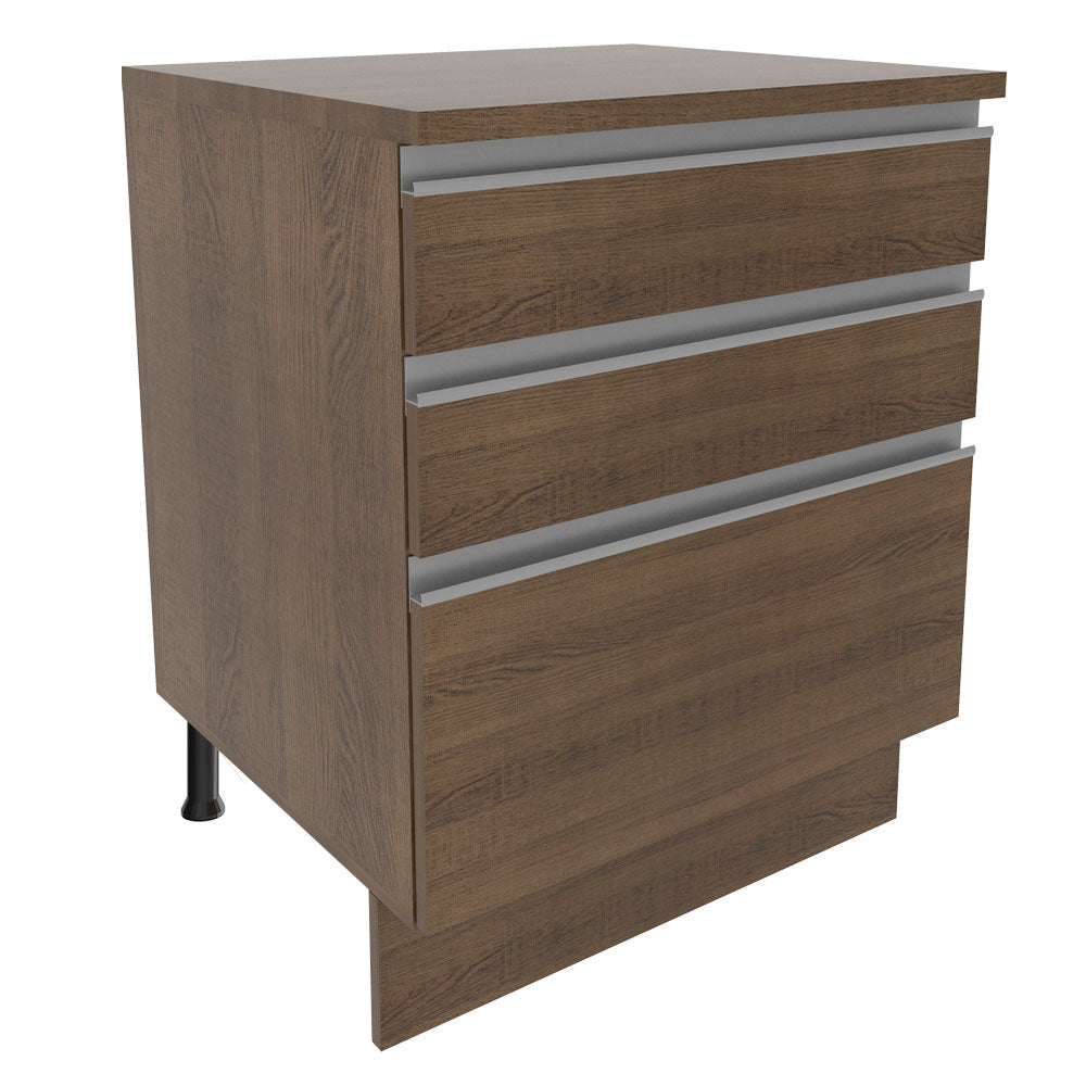 Balcão Madesa Glamy 60 x 60 cm 3 Gavetas (Com Tampo) Rustic