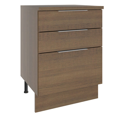 Balcão Madesa Stella 60 x 60 cm 3 Gavetas (Com Tampo) Rustic