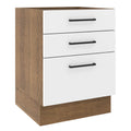 Balcão Madesa Agata 60 x 60 cm 3 Gavetas (Sem Tampo) Rustic/Branco