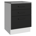 Balcão Madesa Agata 60 x 60 cm 3 Gavetas (Com Tampo) Branco/Preto