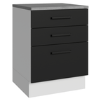 Balcão Madesa Agata 60 x 60 cm 3 Gavetas (Com Tampo) Branco/Preto