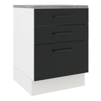 Balcão Madesa Agata 60 x 60 cm 3 Gavetas (Com Tampo) Branco/Preto