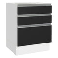 Balcão Cozinha 60 x 60 cm 3 Gavetas (Sem Tampo) Branco/Preto Glamy Madesa