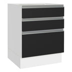 Balcão Cozinha 60 x 60 cm 3 Gavetas (Sem Tampo) Branco/Preto Glamy Madesa