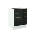 Balcão Madesa Lux 60 cm 3 Gavetas (Sem Tampo) Branco/Preto