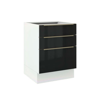 Balcão Madesa Lux 60 cm 3 Gavetas (Sem Tampo) Branco/Preto