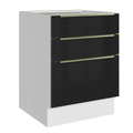 Balcão de Cozinha 60 x 60 cm 3 Gavetas (Sem Tampo) Branco/Preto Lux Madesa
