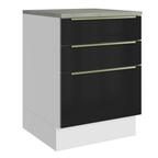 Balcão 60 x 60 cm 3 Gavetas (Com Tampo) Branco/Preto Lux Madesa