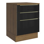 Balcão 60 x 60 cm 3 Gavetas (Com Tampo) Rustic/Preto Lux Madesa