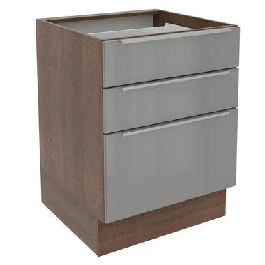 Balcão de Cozinha 60 x 60 cm 3 Gavetas (Sem Tampo) Rustic/Cinza Lux Madesa