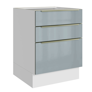 Balcão de Cozinha 60 x 60 cm 3 Gavetas (Sem Tampo) Branco/Cinza Lux Madesa