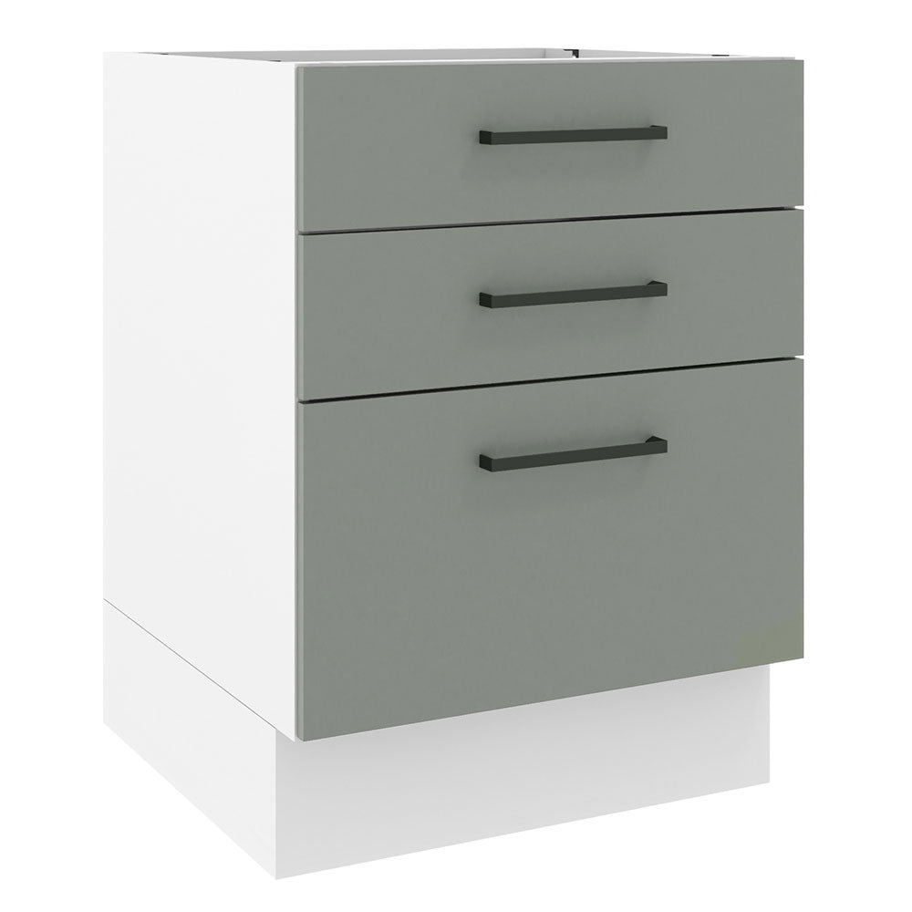 Balcão Madesa Agata 60 x 60 cm 3 Gavetas (Sem Tampo) Branco/Cinza