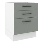Balcão Madesa Agata 60 x 60 cm 3 Gavetas (Sem Tampo) Branco/Cinza