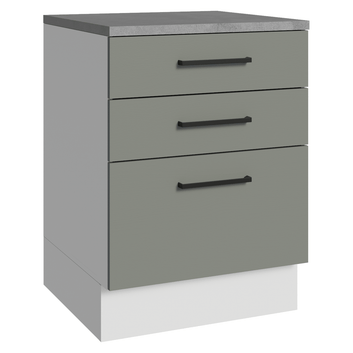 Balcão Madesa Agata 60 x 60 cm 3 Gavetas (Com Tampo) Branco/Cinza