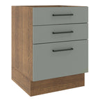 Balcão Madesa Agata 60 x 60 cm 3 Gavetas (Sem Tampo) Rustic/Cinza