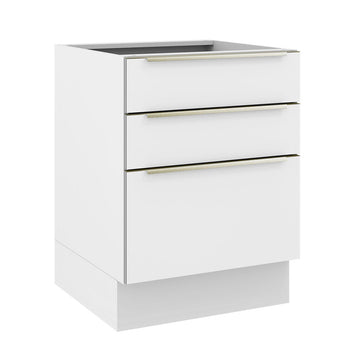 Balcão Madesa Lux 60 cm 3 Gavetas (Sem Tampo) Branco/Branco Veludo