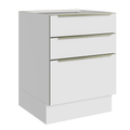 Balcão de Cozinha 60 x 60 cm 3 Gavetas (Sem Tampo) Branco/Branco Veludo Lux Madesa