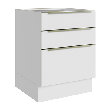 Balcão de Cozinha 60 x 60 cm 3 Gavetas (Sem Tampo) Branco/Branco Veludo Lux Madesa