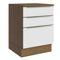Balcão 60 x 60 cm 3 Gavetas (Com Tampo) Rustic/Branco Veludo Lux Madesa