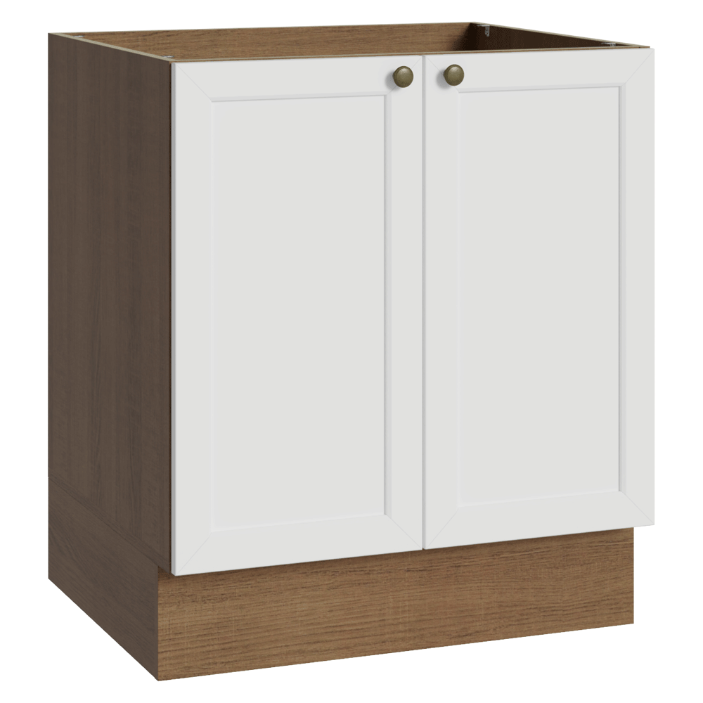 Balcão de Cozinha 70 x 60 cm 2 Portas (Sem Tampo) Rustic/Branco Vik Madesa