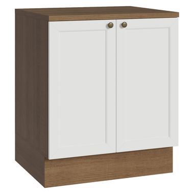 Balcão de Cozinha 70 x 60 cm 2 Portas (Com Tampo) Rustic/Branco Vik Madesa