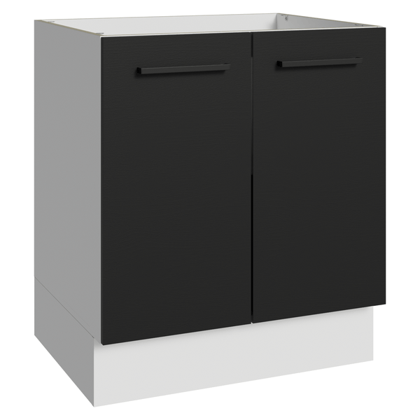 Balcão de Cozinha Madesa Agata 70 x 60 cm 2 Portas (Sem Tampo) Branco/Preto