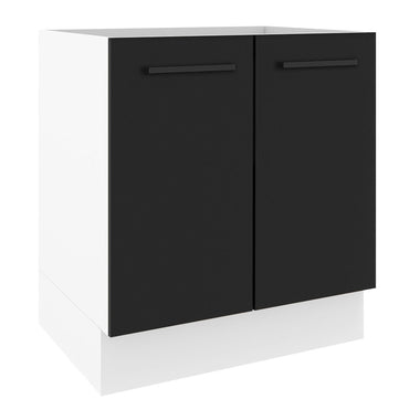 Balcão de Cozinha Madesa Agata 70 x 60 cm 2 Portas (Sem Tampo) Branco/Preto
