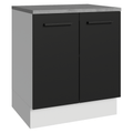 Balcão de Cozinha Madesa Agata 70 x 60 cm 2 Portas (Com Tampo) Branco/Preto