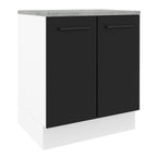 Balcão de Cozinha Madesa Agata 70 x 60 cm 2 Portas (Com Tampo) Branco/Preto