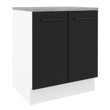 Balcão de Cozinha Madesa Agata 70 x 60 cm 2 Portas (Com Tampo) Branco/Preto
