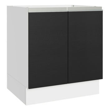 Balcão Cozinha 70 x 60 cm 2 Portas (Sem Tampo) Branco/Preto Glamy Madesa