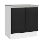 Balcão 70 x 60 cm 2 Portas (Com Tampo) Branco/Preto Glamy Madesa