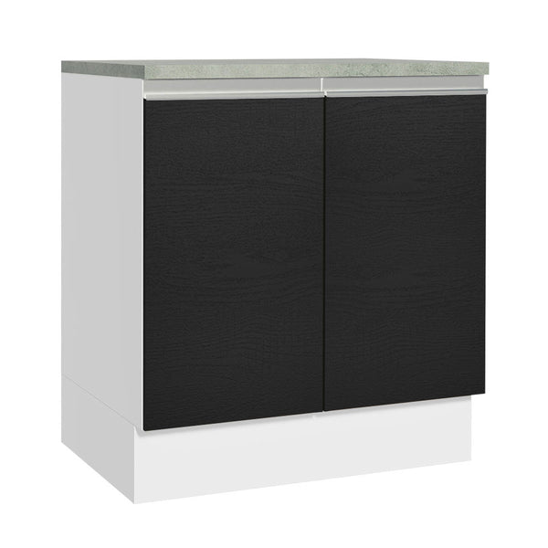 Balcão 70 x 60 cm 2 Portas (Com Tampo) Branco/Preto Glamy Madesa