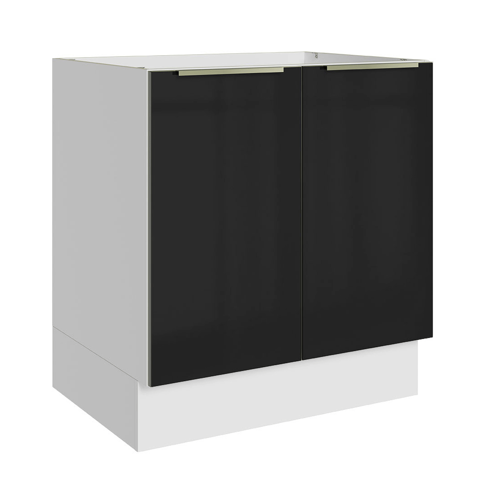Balcão de Cozinha 70 x 60 cm 2 Portas (Sem Tampo) Branco/Preto Lux Madesa