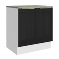 Balcão de Cozinha 70 x 60 cm 2 Portas (Com Tampo) Branco/Preto Lux Madesa