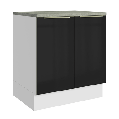 Balcão de Cozinha 70 x 60 cm 2 Portas (Com Tampo) Branco/Preto Lux Madesa