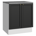 Balcão de Cozinha 70 x 60 cm 2 Portas (Com Tampo) Branco/Preto Vik Madesa