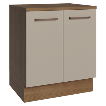 Balcão de Cozinha 70 x 60 cm 2 Portas (Com Tampo) Rustic/Crema Agata Madesa