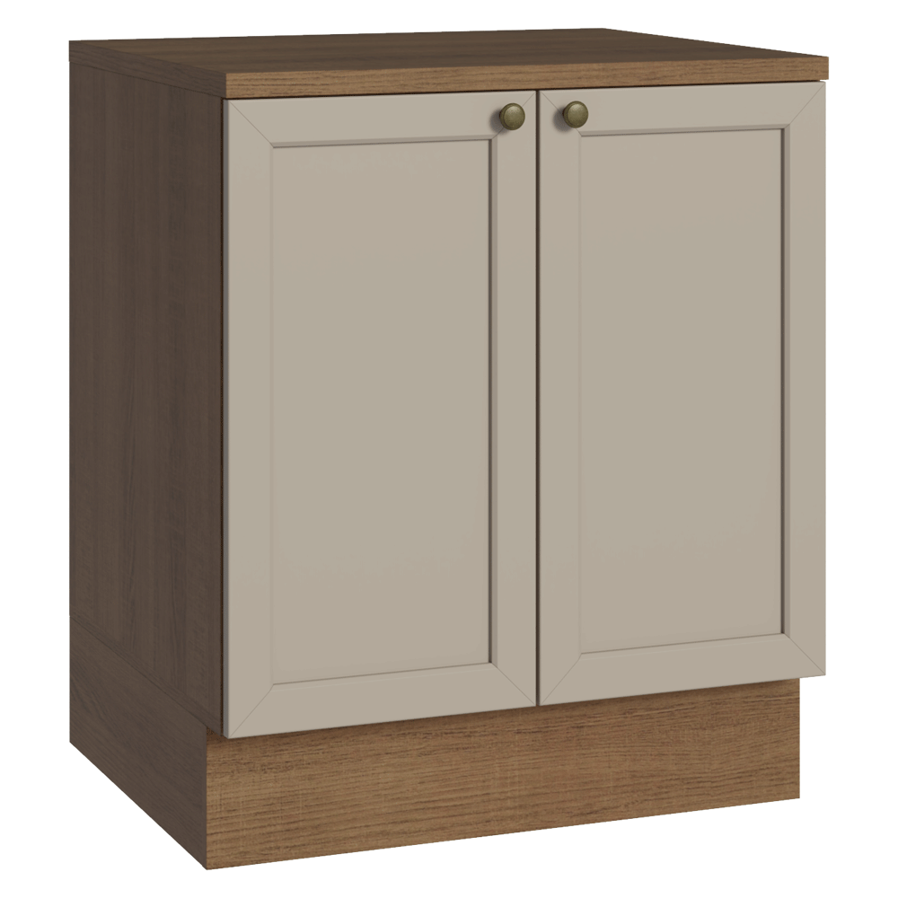 Balcão de Cozinha 70 x 60 cm 2 Portas (Com Tampo) Rustic/Crema Vik Madesa