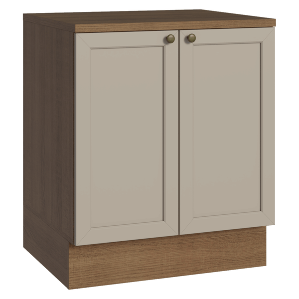 Balcão de Cozinha 70 x 60 cm 2 Portas (Com Tampo) Rustic/Crema Vik Madesa