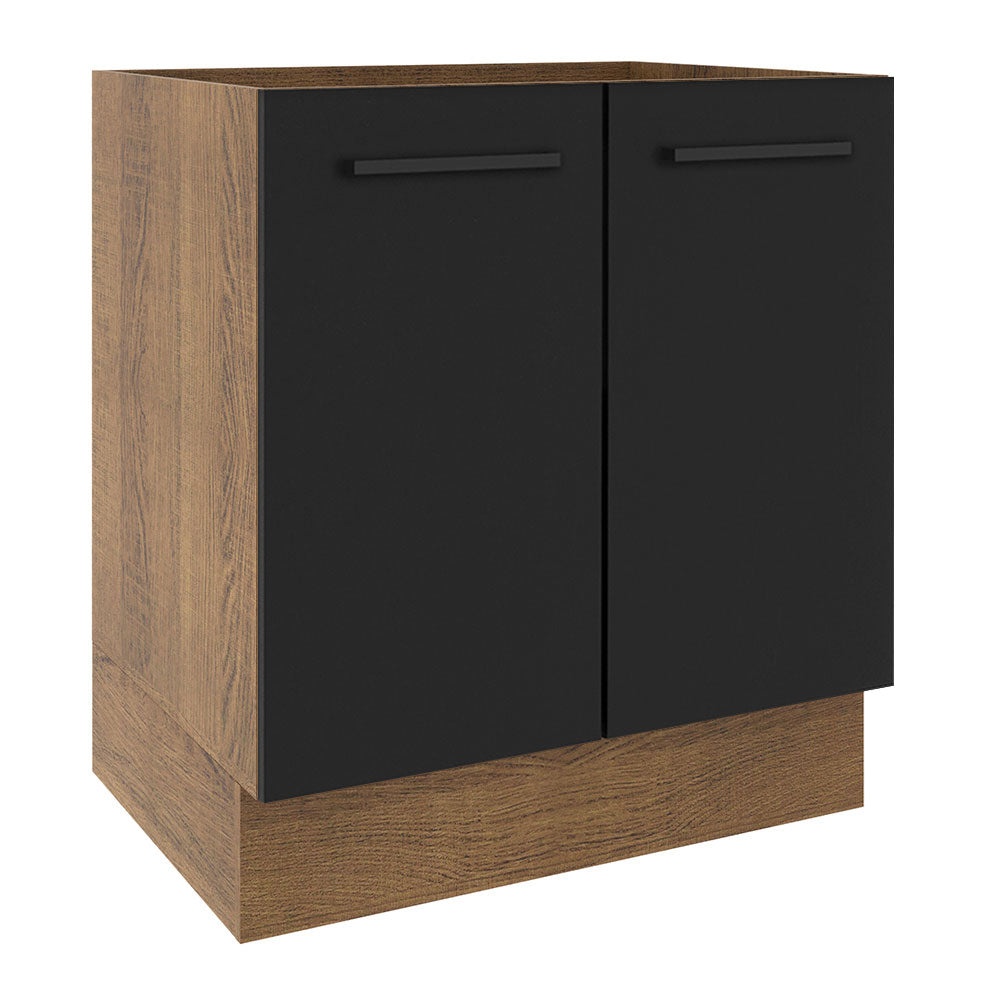 Balcão de Cozinha Madesa Agata 70 x 60 cm 2 Portas (Sem Tampo) Rustic/Preto