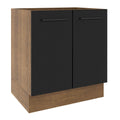 Balcão de Cozinha Madesa Agata 70 x 60 cm 2 Portas (Sem Tampo) Rustic/Preto