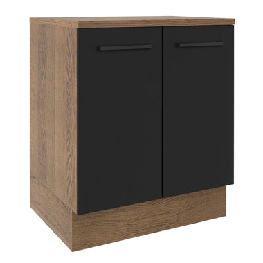 Balcão de Cozinha Madesa Agata 70 x 60 cm 2 Portas (Com Tampo) Rustic/Preto